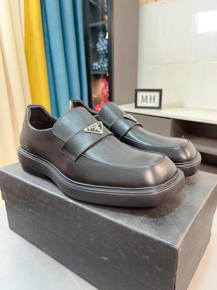 Men's shoes 💰540🌹🌹【PRADA Leather Shoes】Top purchasing agency Original imported Italian custom-made open-edge beaded cowhide leather surface, fully imported water-dyed breathable cowhide lining, original factory special molded sole super comfortable, size: 38-44